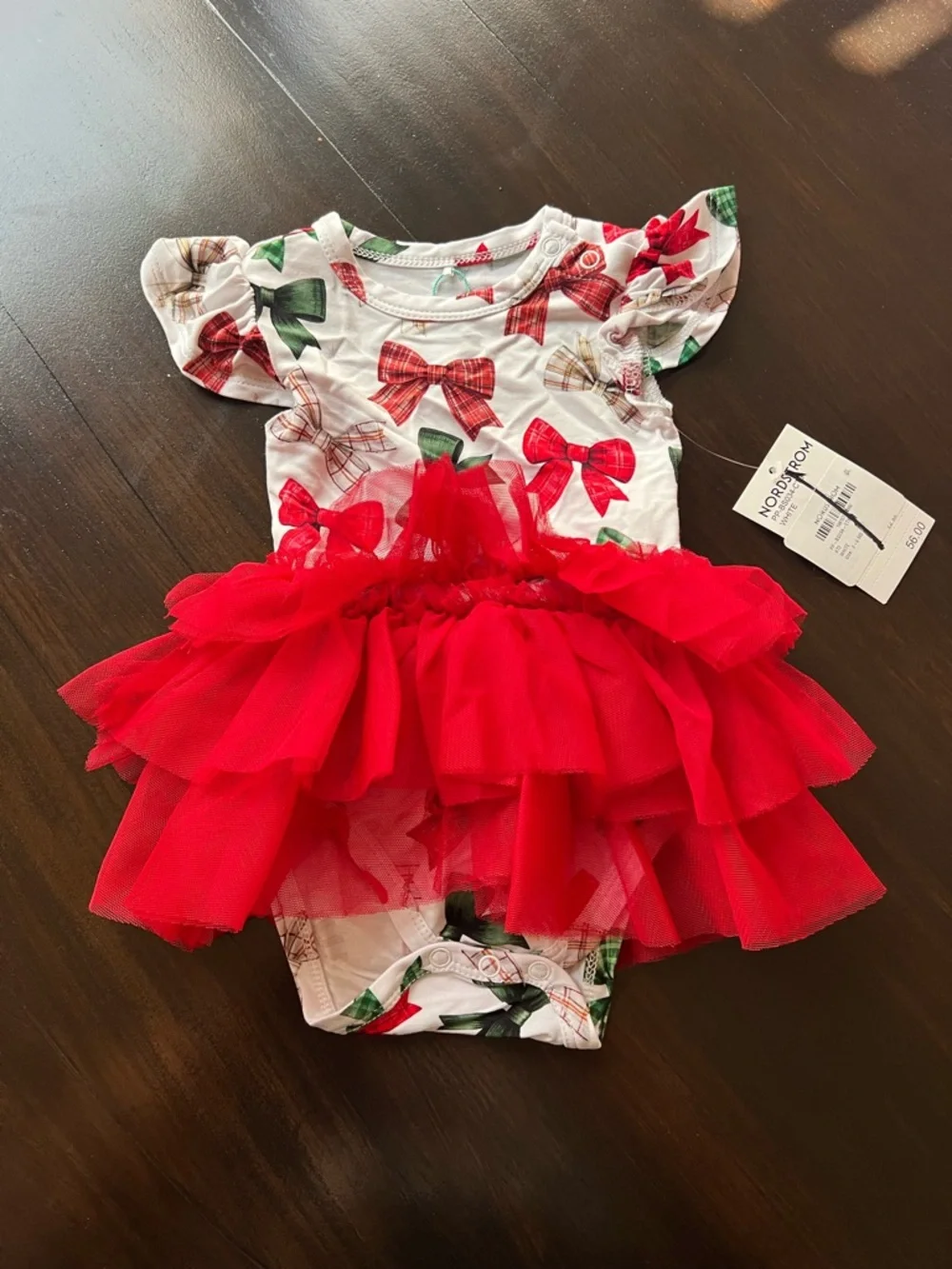 New - Posh Peanut Bamboo Christmas Bow Tutu Bodysuit Dress